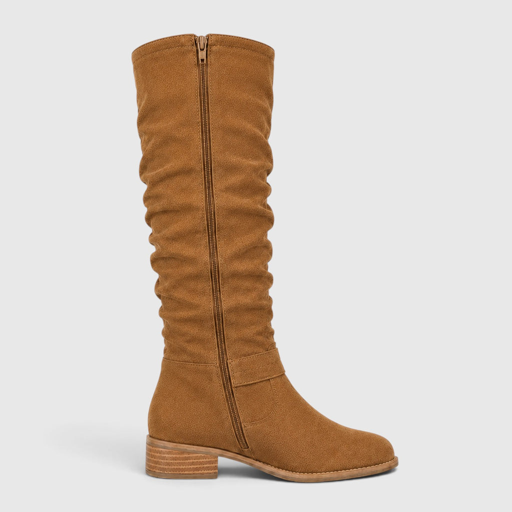 Monvaline | Women's Comfortable Suede Knee High Boots with Side Zipper