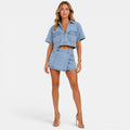 Monvaline | Women's Cotton Denim Mini Dress for Casual Summer Outfits