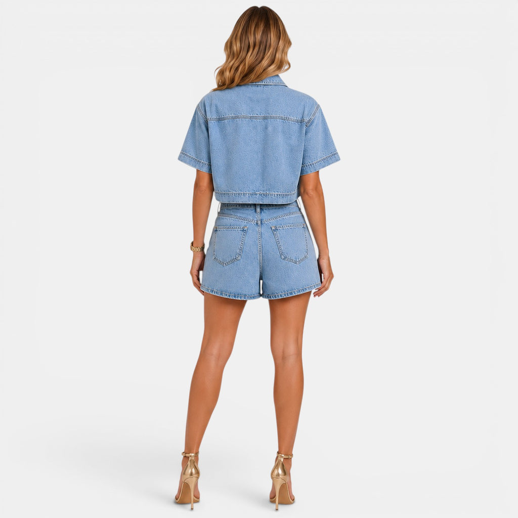 Monvaline | Women's Cotton Denim Mini Dress for Casual Summer Outfits