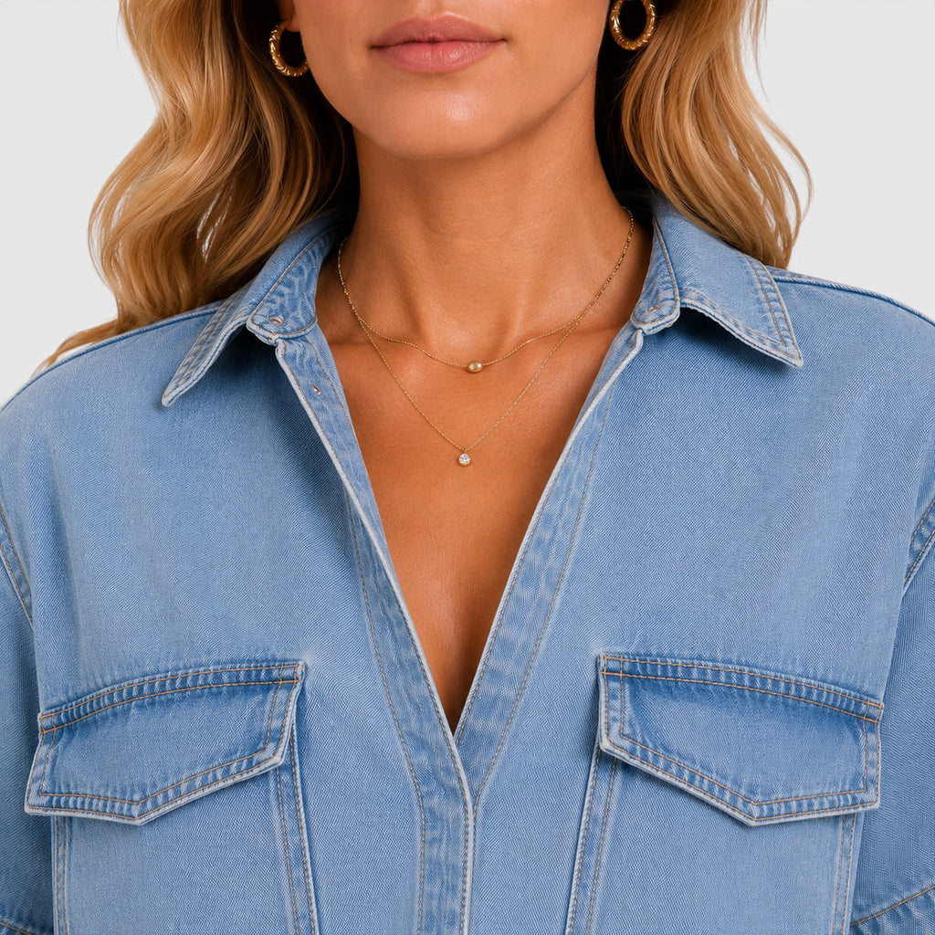 Monvaline | Women's Cotton Denim Mini Dress for Casual Summer Outfits