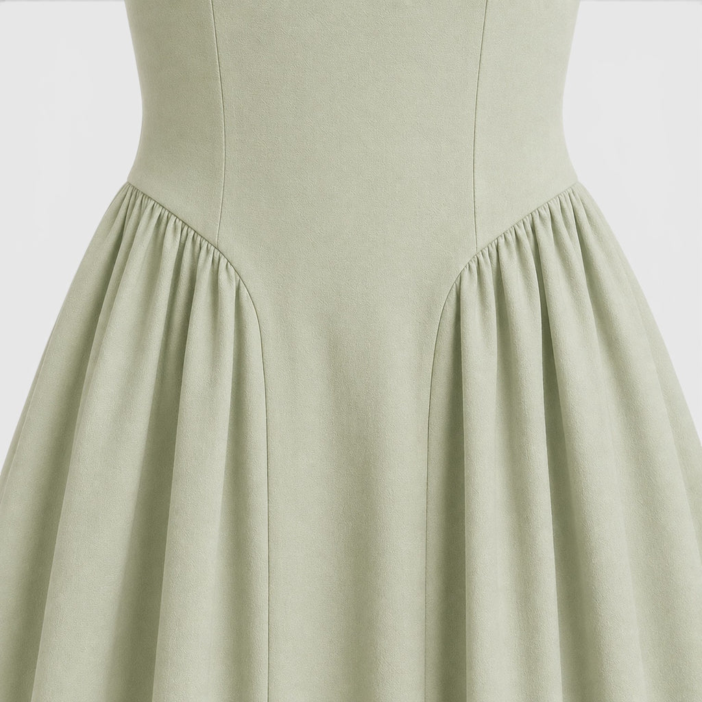 Monvaline | Women's Cotton Midi Dress Breathable Comfort High Waist Fit