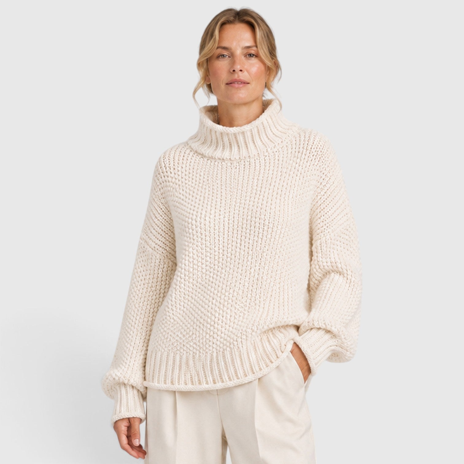 Monvaline | Women's Cozy Knit Everyday Roll Neck Jumper