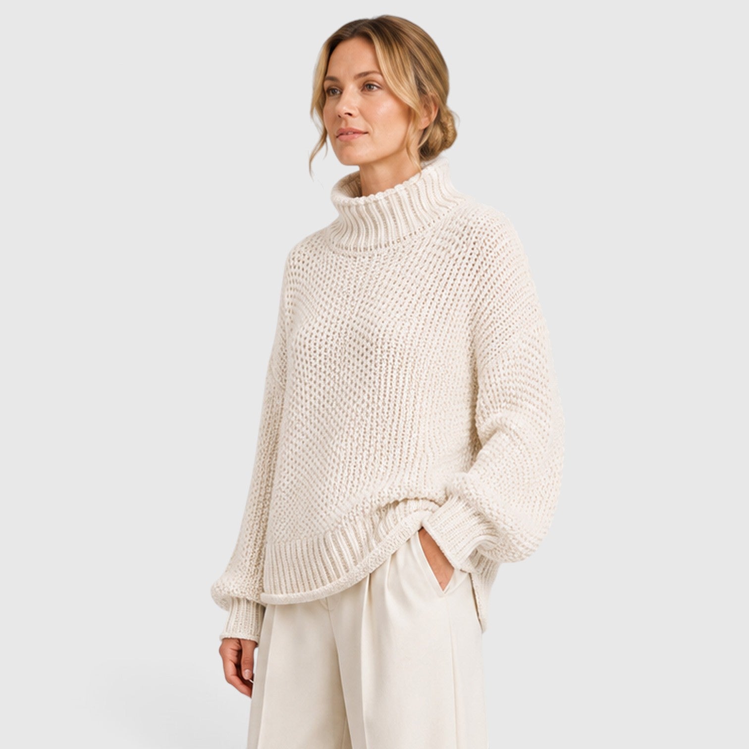 Monvaline | Women's Cozy Knit Everyday Roll Neck Jumper