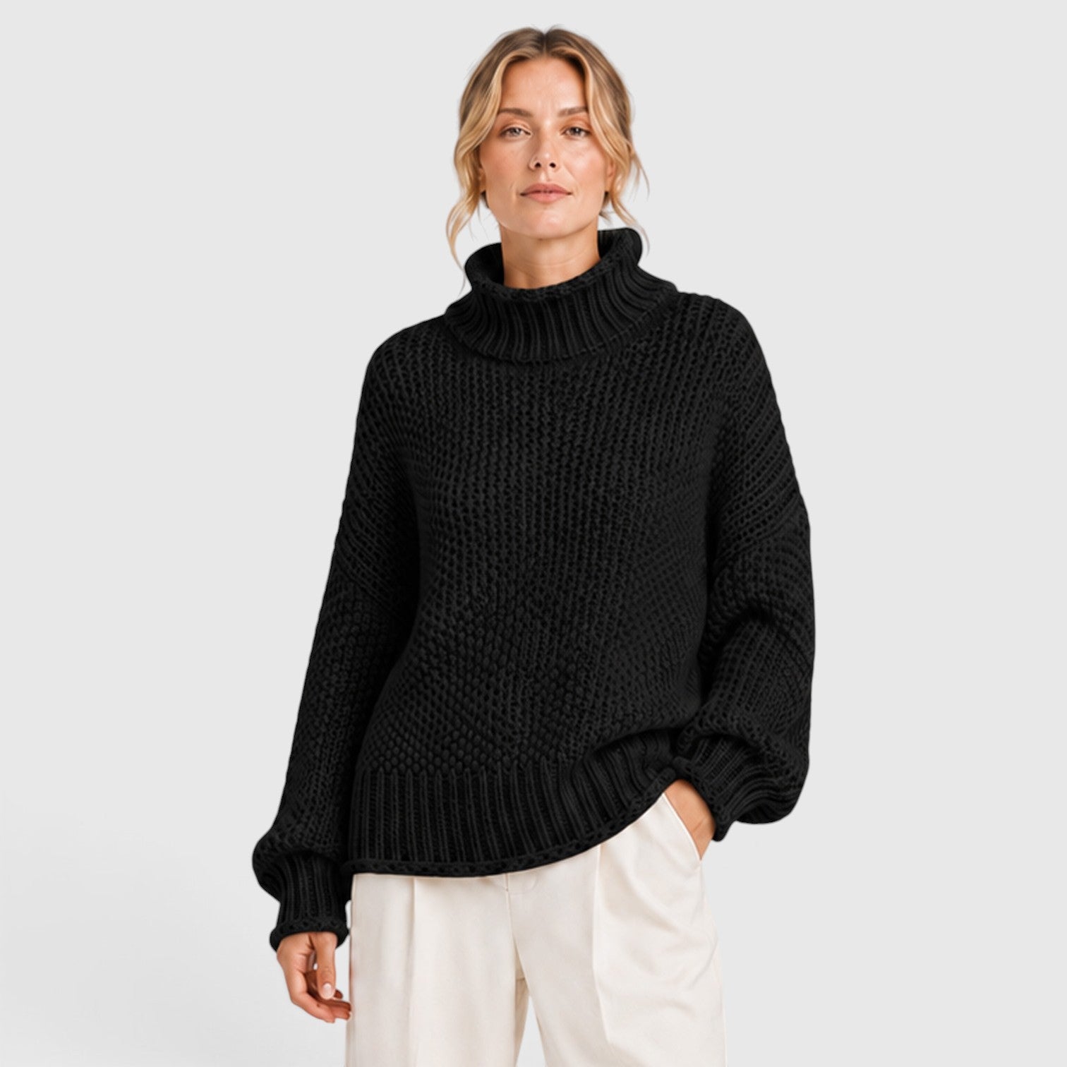 Monvaline | Women's Cozy Knit Everyday Roll Neck Jumper
