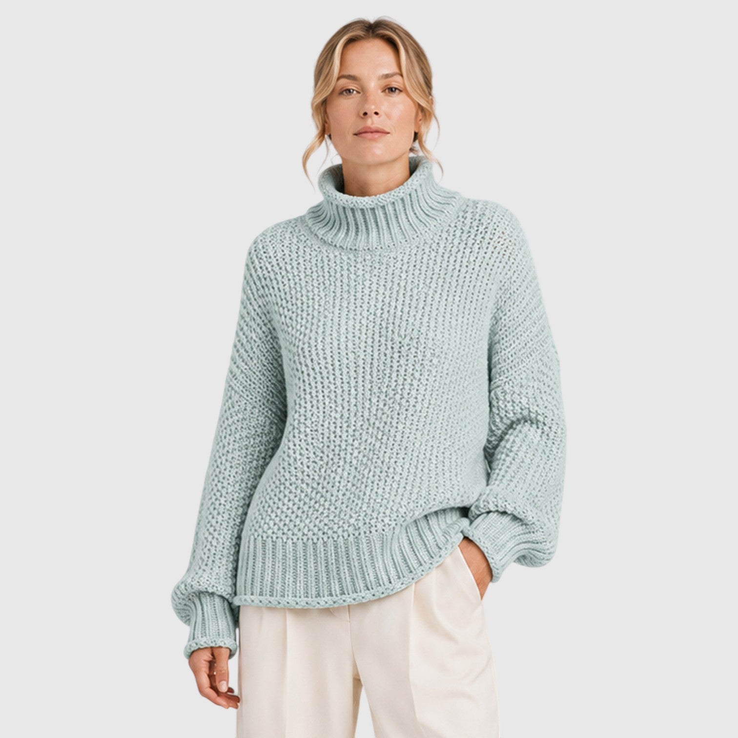 Monvaline | Women's Cozy Knit Everyday Roll Neck Jumper