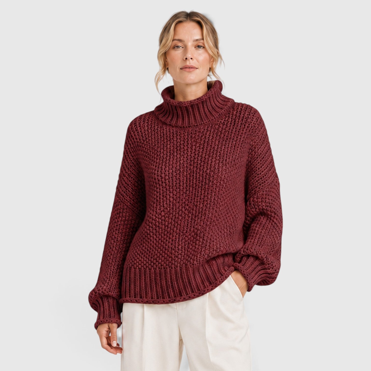 Monvaline | Women's Cozy Knit Everyday Roll Neck Jumper