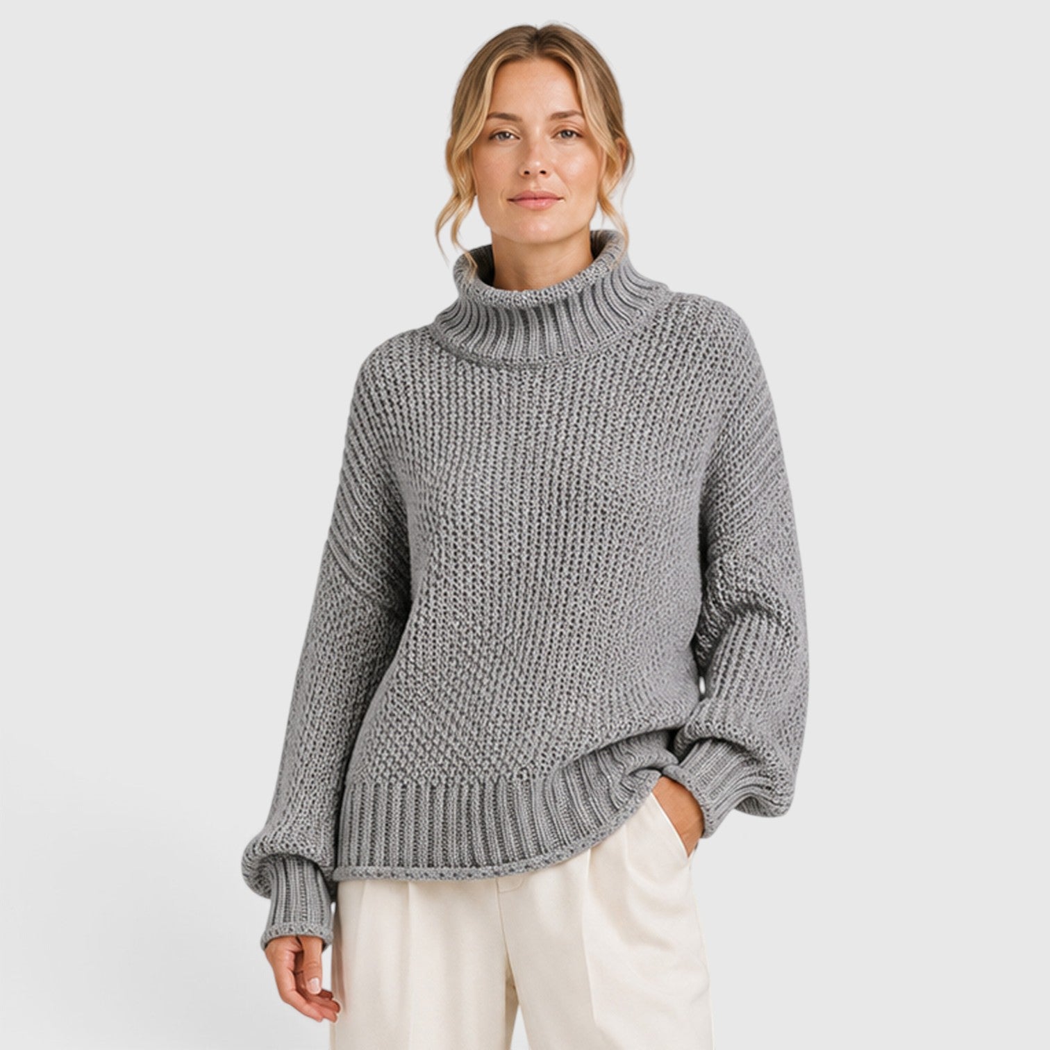 Monvaline | Women's Cozy Knit Everyday Roll Neck Jumper