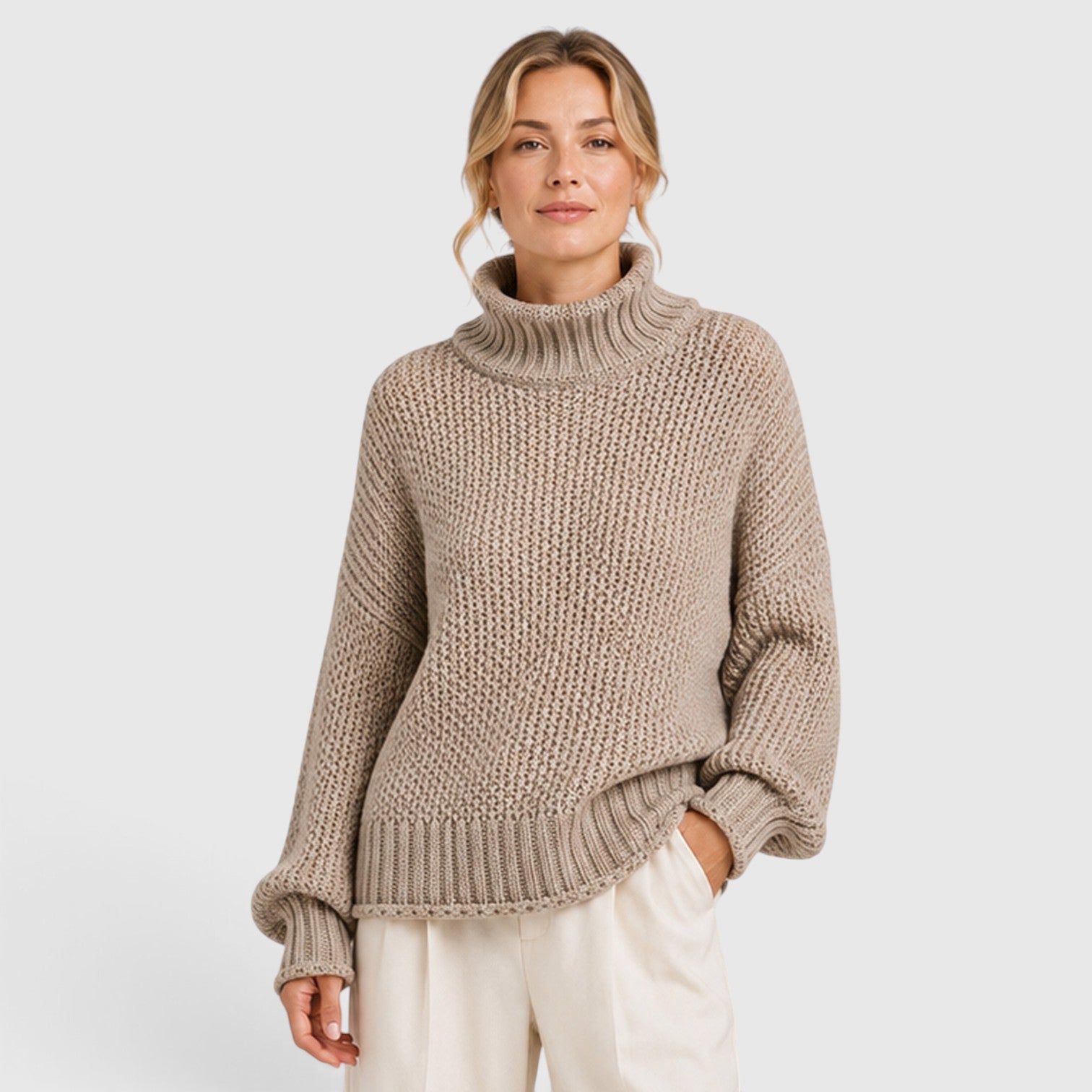 Monvaline | Women's Cozy Knit Everyday Roll Neck Jumper