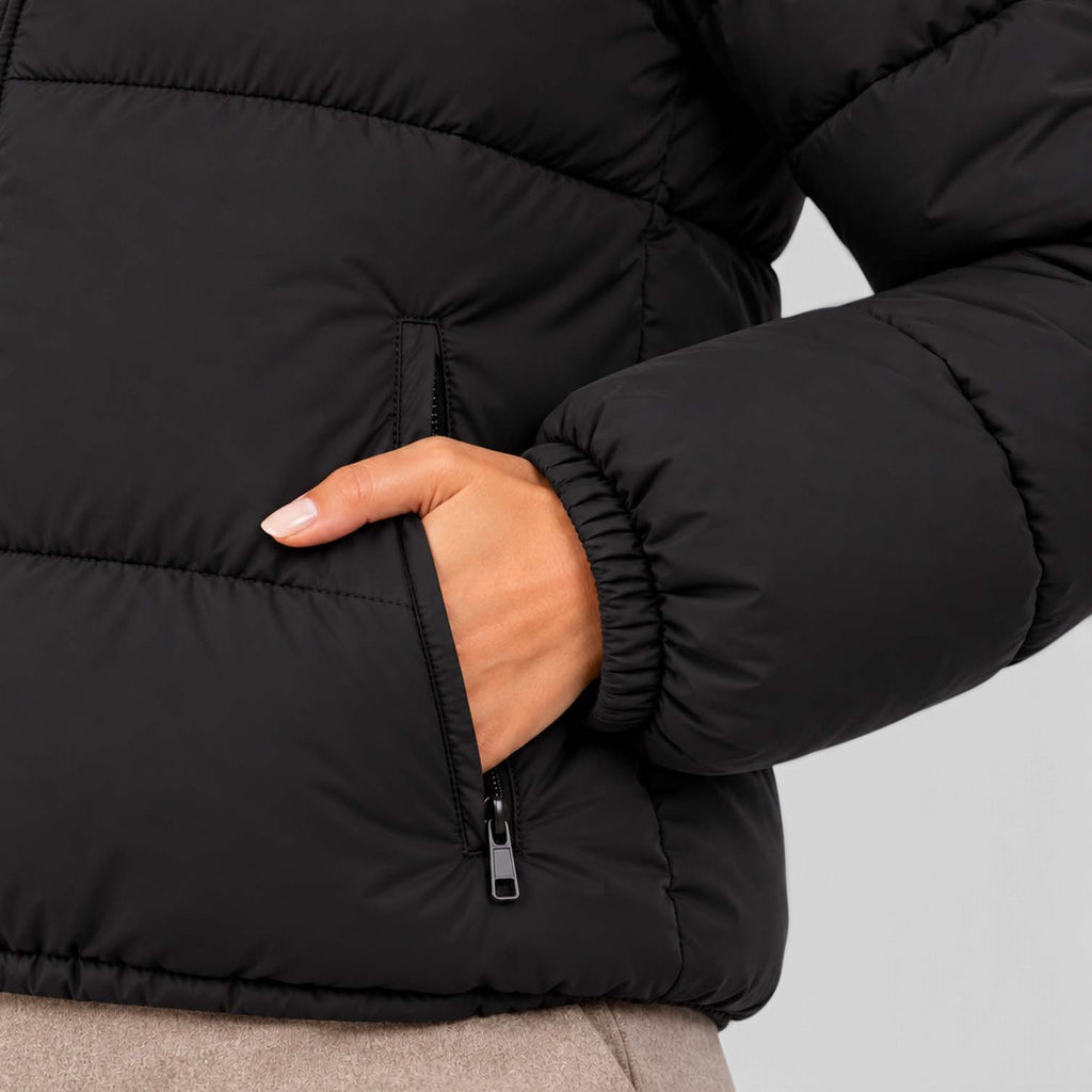 Monvaline | Women's Cropped Quilted Puffer Jacket High Collar