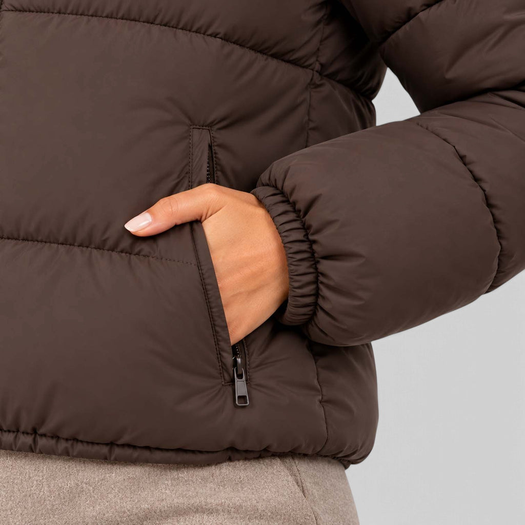 Monvaline | Women's Cropped Quilted Puffer Jacket High Collar