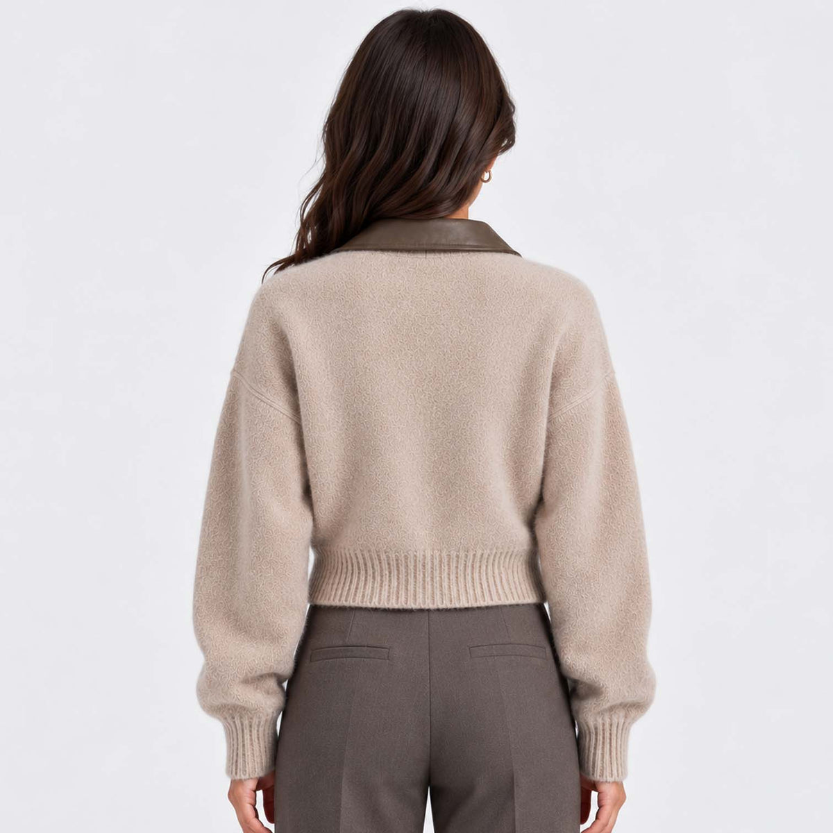 Monvaline | Women's Cropped Zip Up Cardigan Soft Knit Jumper