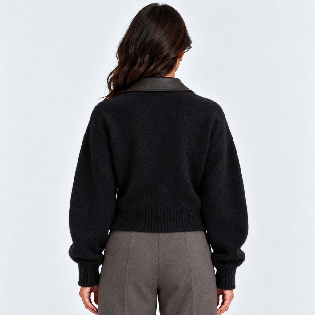Monvaline | Women's Cropped Zip Up Cardigan Soft Knit Jumper