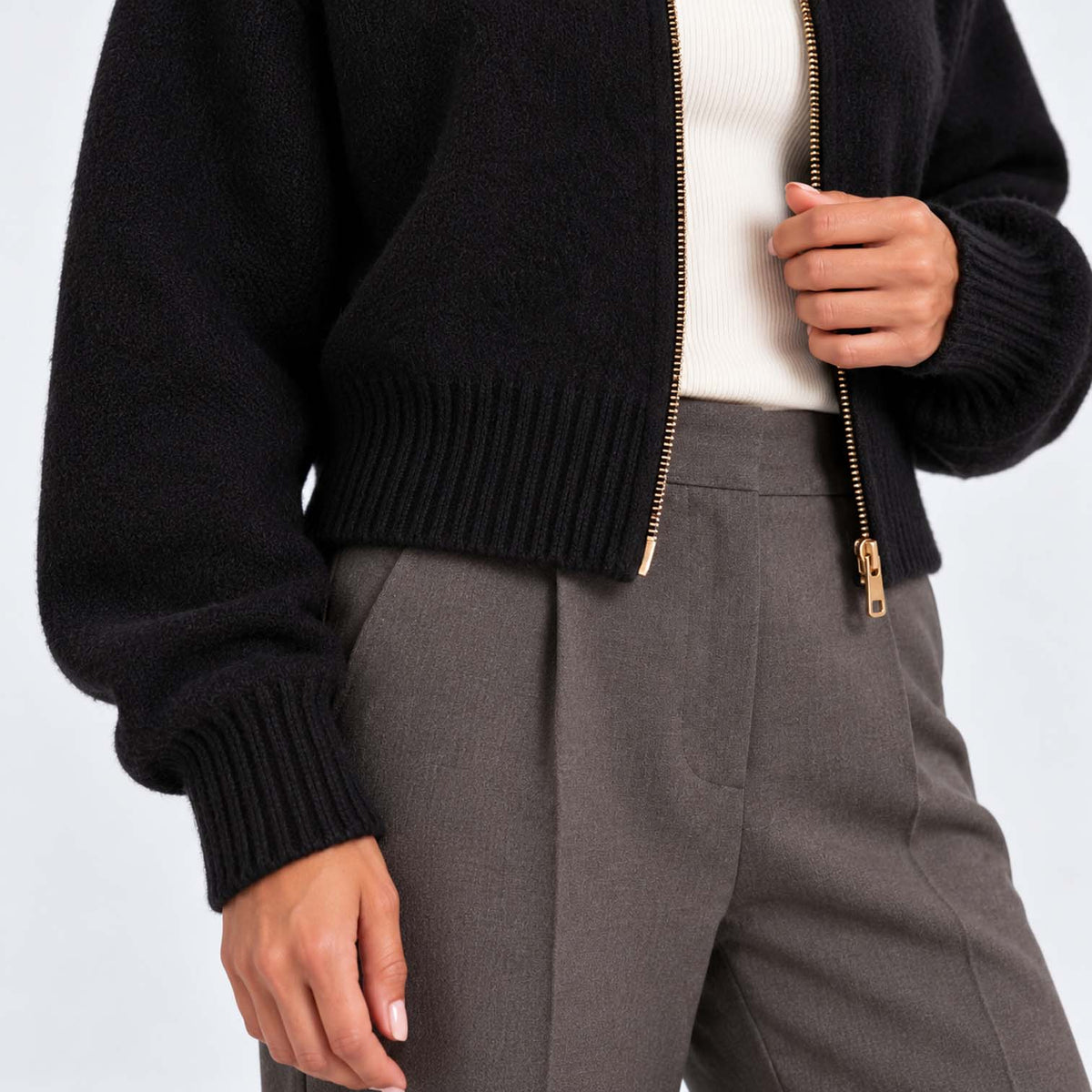 Monvaline | Women's Cropped Zip Up Cardigan Soft Knit Jumper