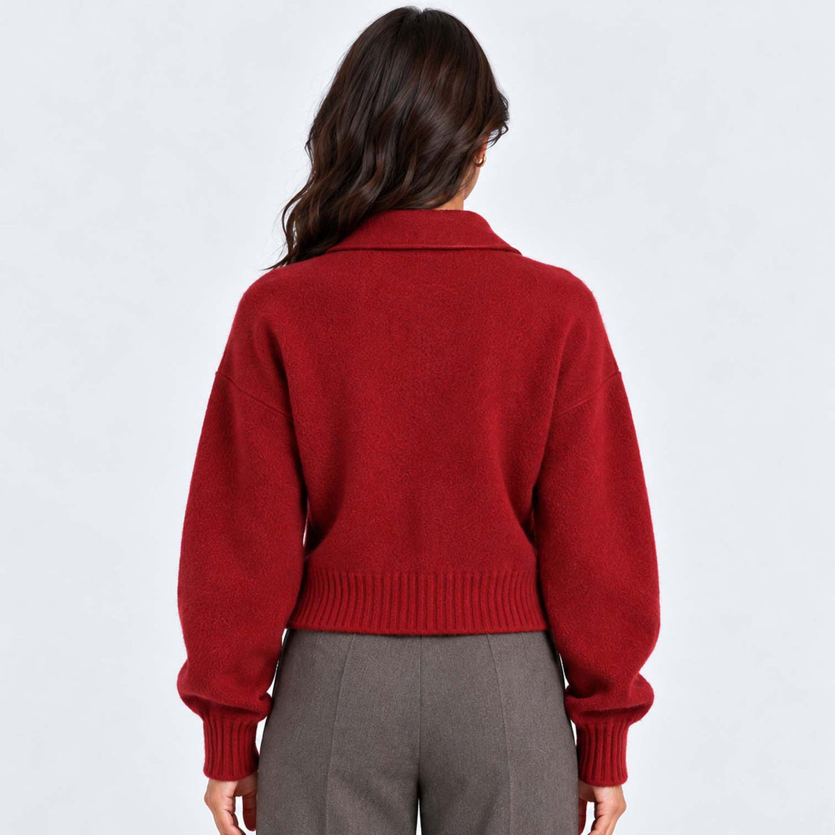 Monvaline | Women's Cropped Zip Up Cardigan Soft Knit Jumper