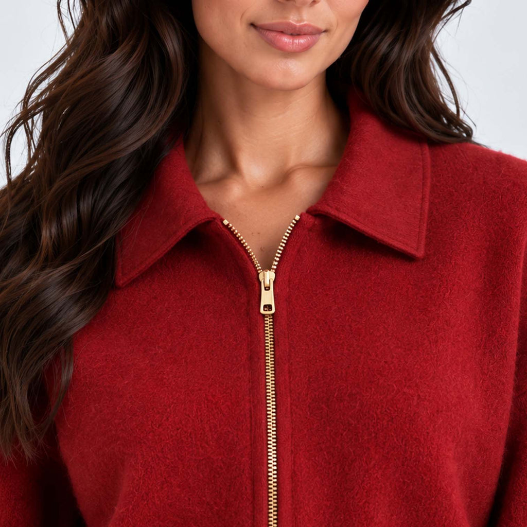 Monvaline | Women's Cropped Zip Up Cardigan Soft Knit Jumper
