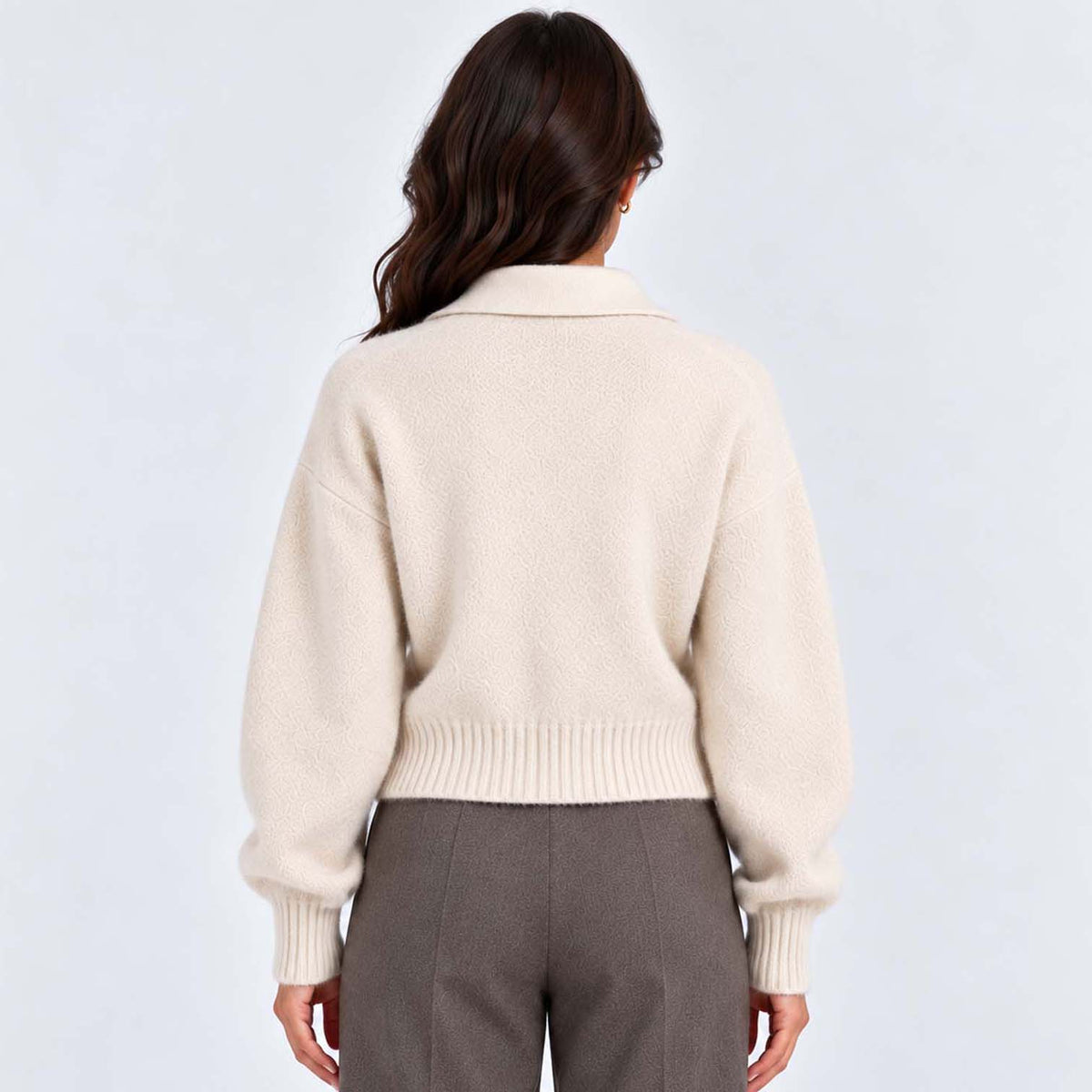 Monvaline | Women's Cropped Zip Up Cardigan Soft Knit Jumper