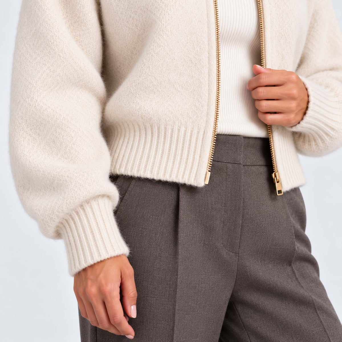 Monvaline | Women's Cropped Zip Up Cardigan Soft Knit Jumper