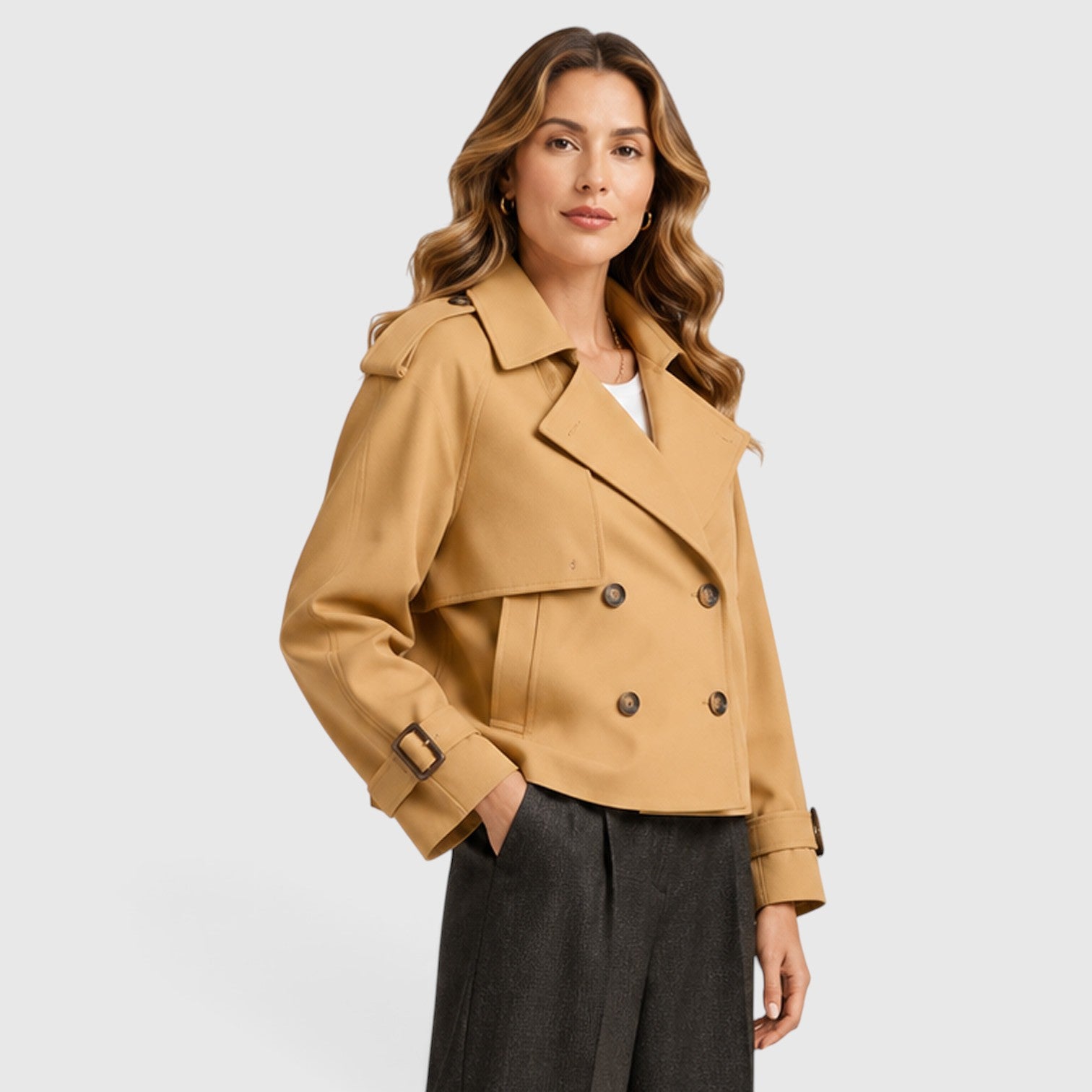 Monvaline | Women's Double Breasted Trench Coat for Smart Casual Outfits