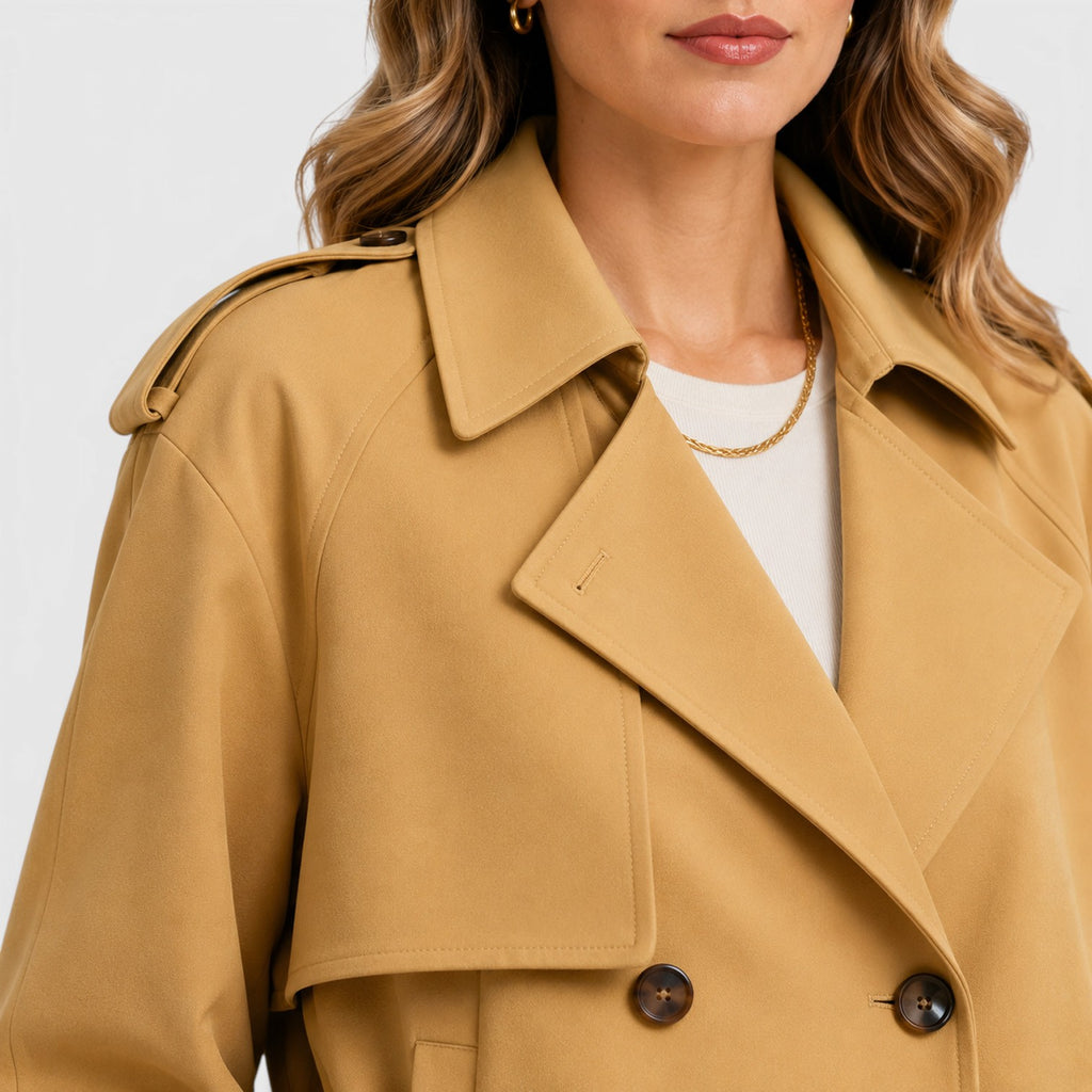 Monvaline | Women's Double Breasted Trench Coat for Smart Casual Outfits