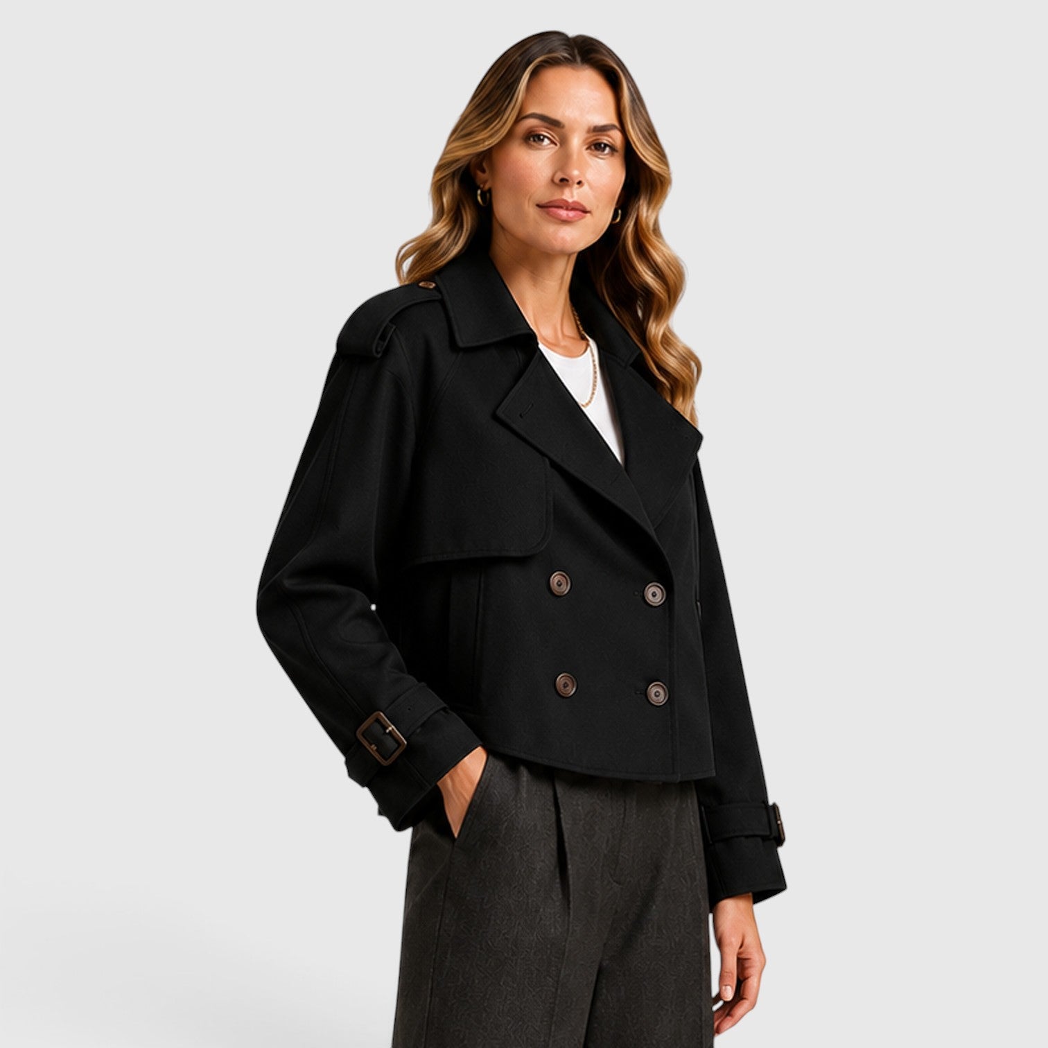 Monvaline | Women's Double Breasted Trench Coat for Smart Casual Outfits
