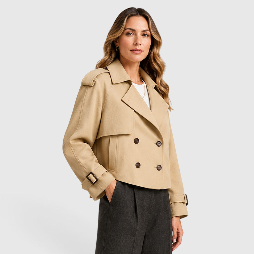 Monvaline | Women's Double Breasted Trench Coat for Smart Casual Outfits