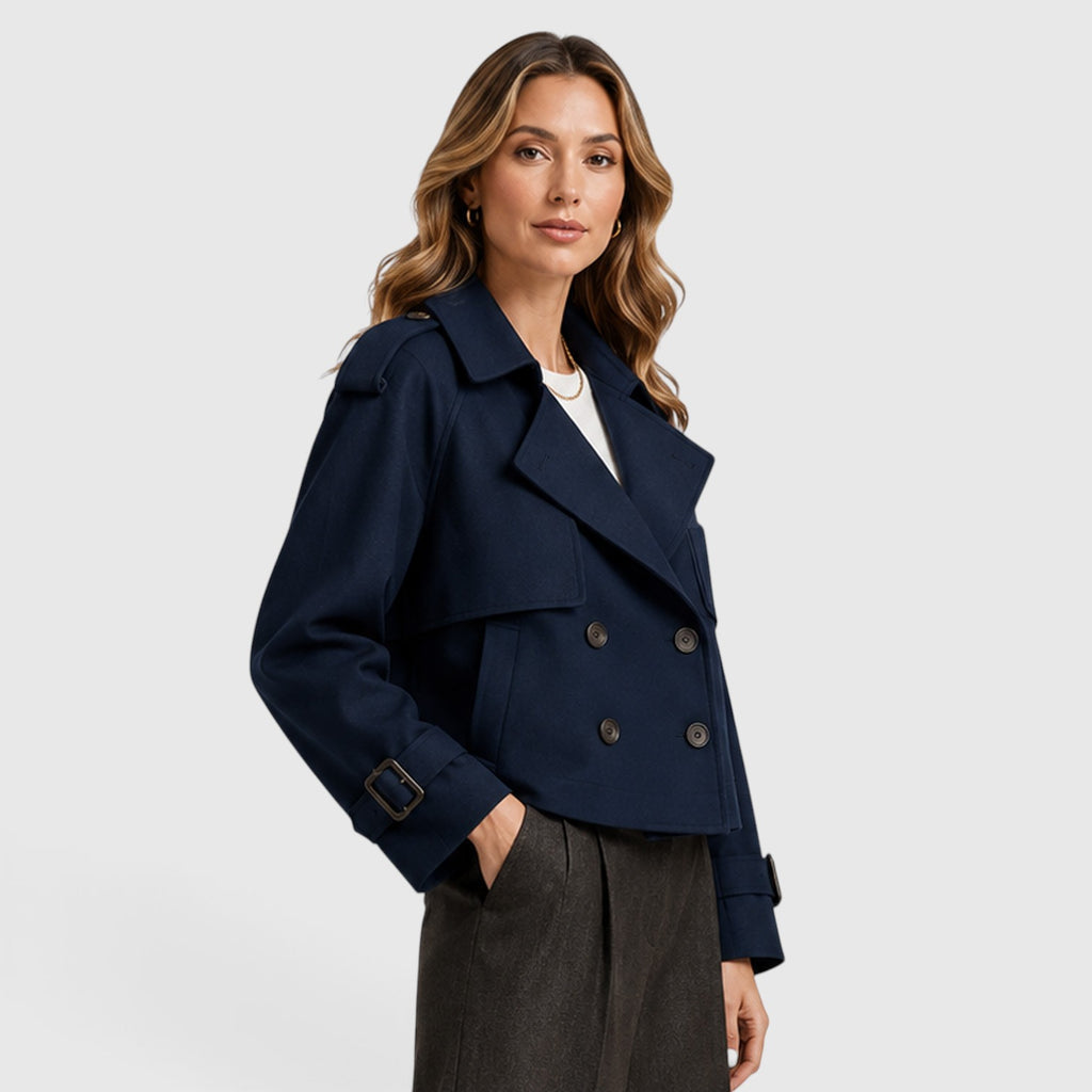 Monvaline | Women's Double Breasted Trench Coat for Smart Casual Outfits