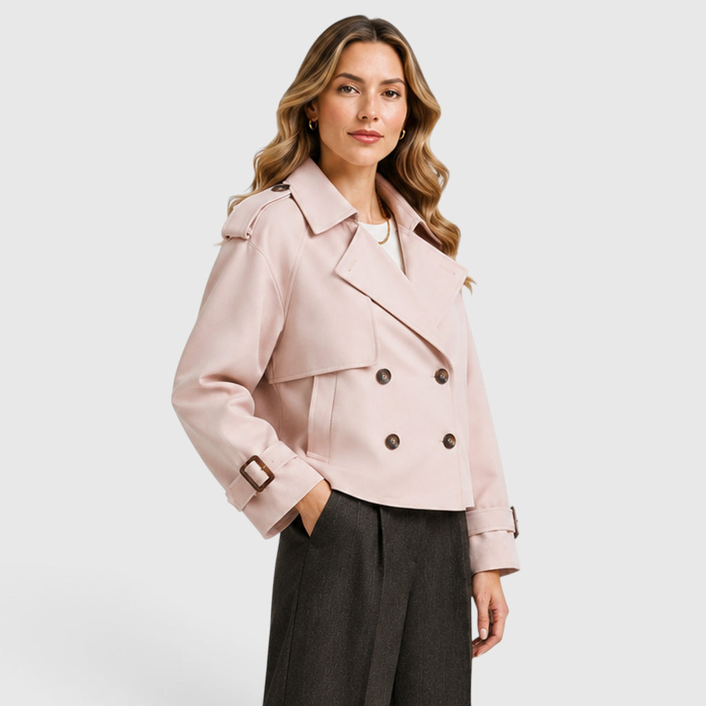 Monvaline | Women's Double Breasted Trench Coat for Smart Casual Outfits