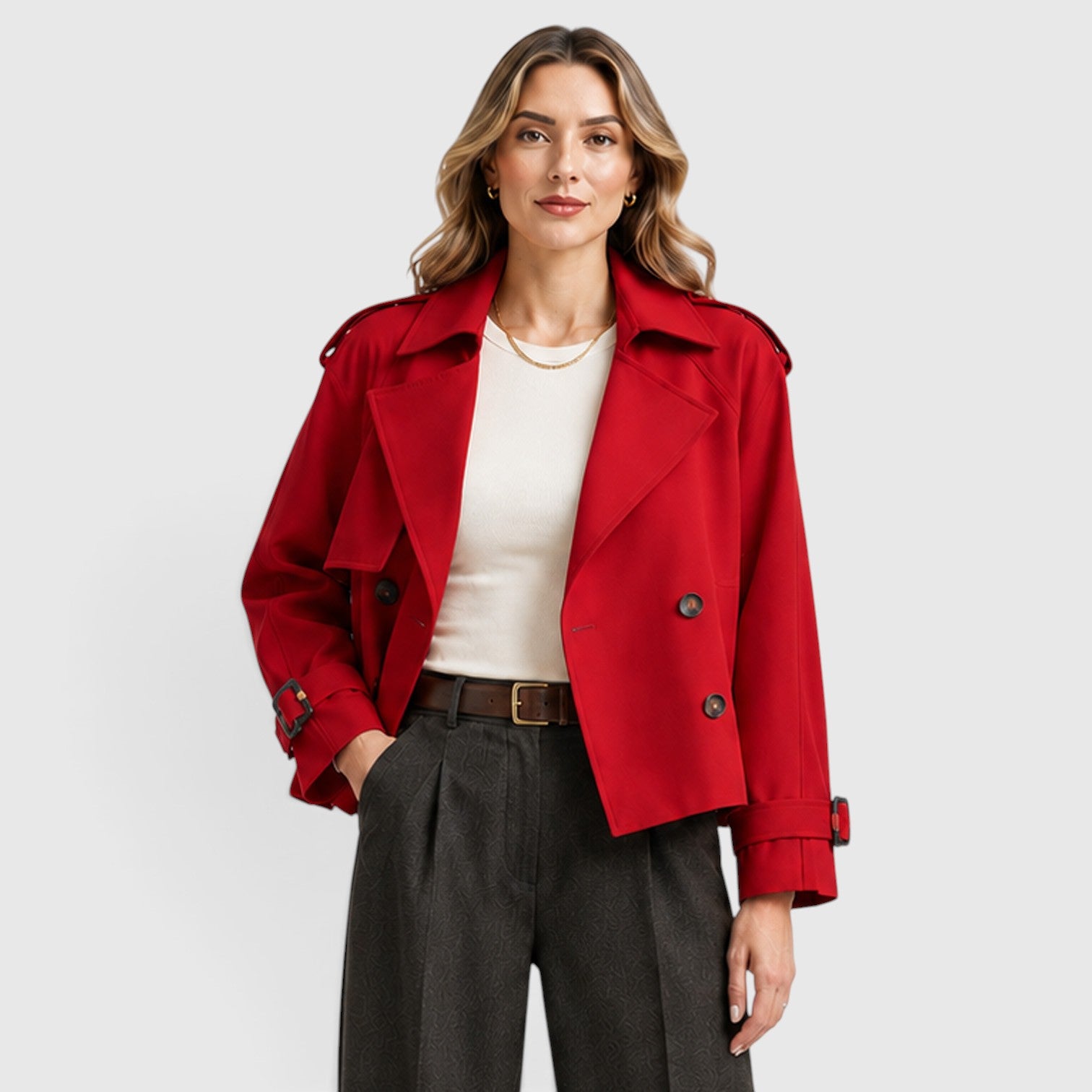 Monvaline | Women's Double Breasted Trench Coat for Smart Casual Outfits