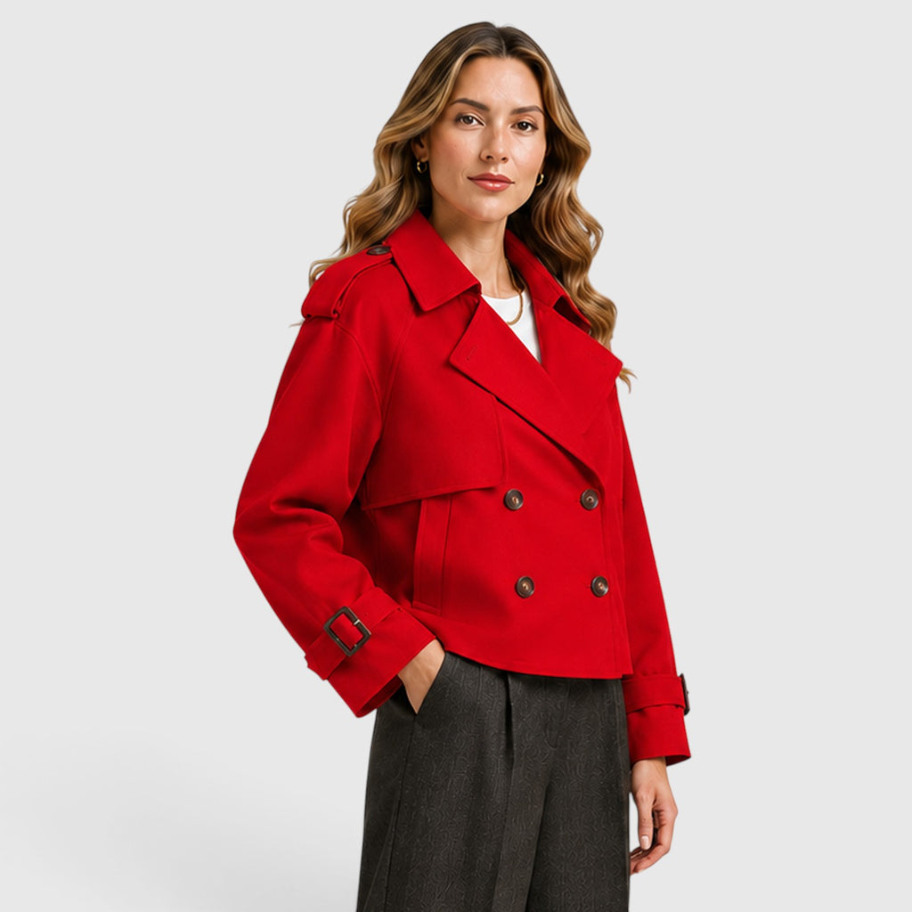 Monvaline | Women's Double Breasted Trench Coat for Smart Casual Outfits