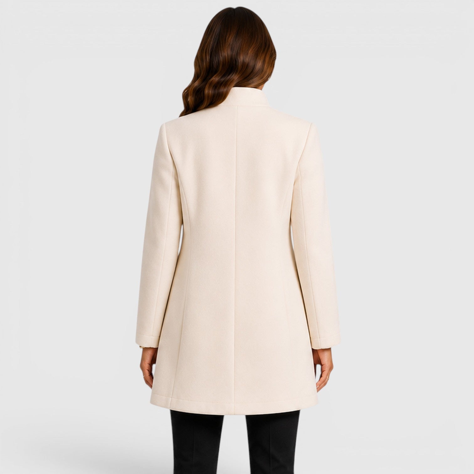Monvaline | Women's Elegant Button Front Slim Fit Wool Coat