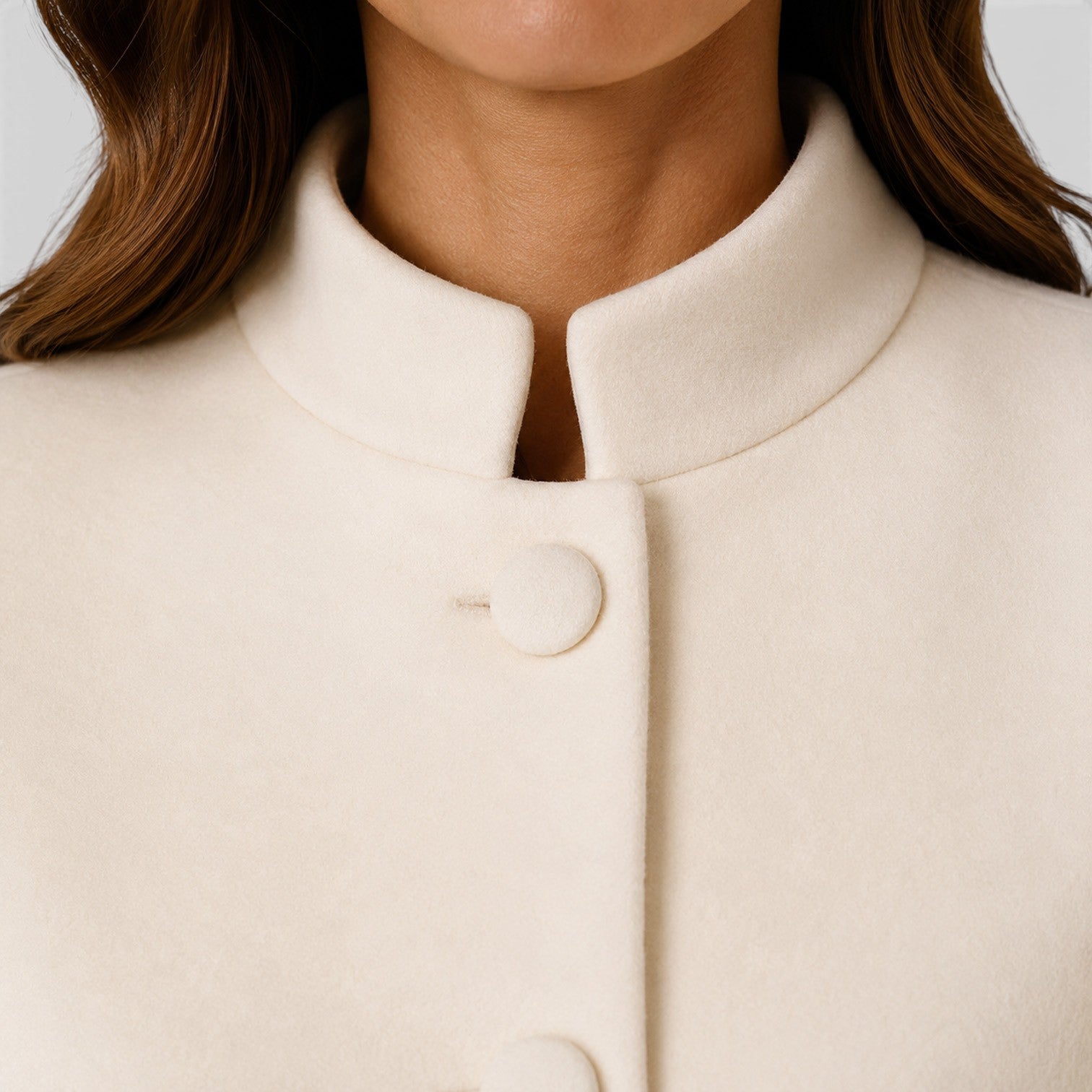 Monvaline | Women's Elegant Button Front Slim Fit Wool Coat