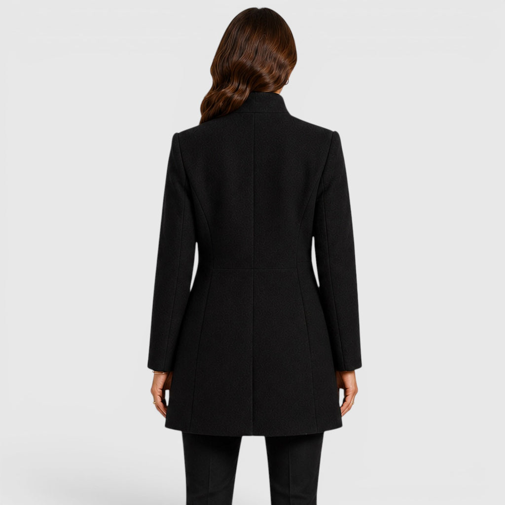 Monvaline | Women's Elegant Button Front Slim Fit Wool Coat
