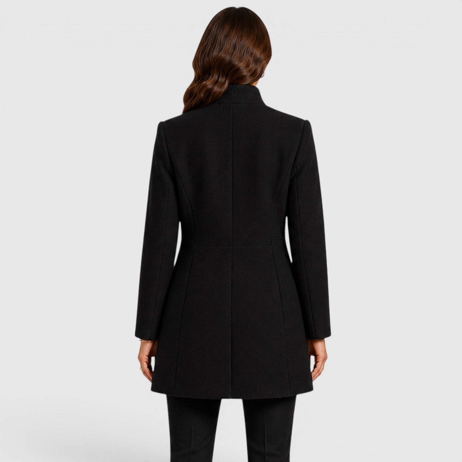 Monvaline | Women's Elegant Button Front Slim Fit Wool Coat