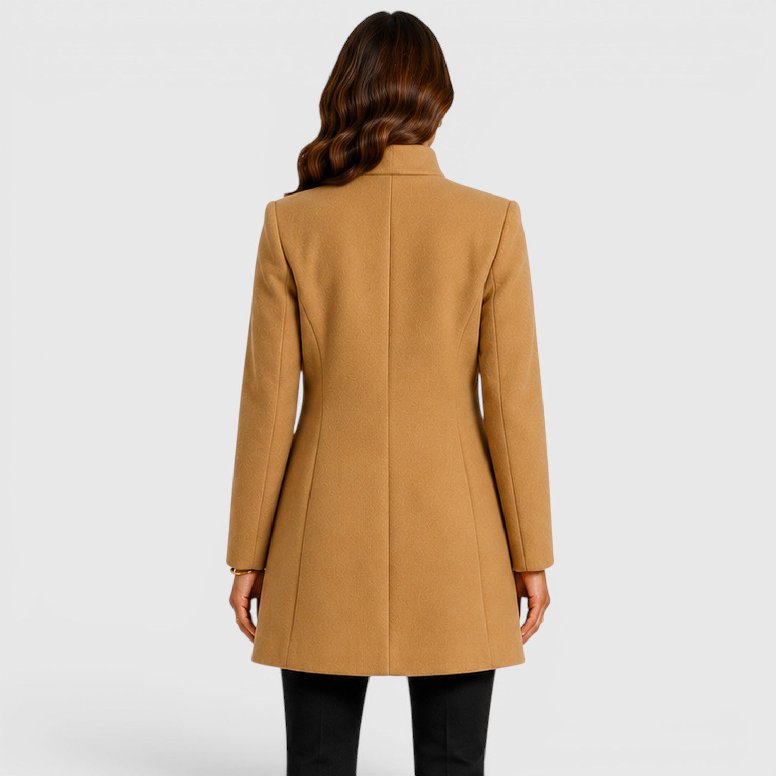 Monvaline | Women's Elegant Button Front Slim Fit Wool Coat