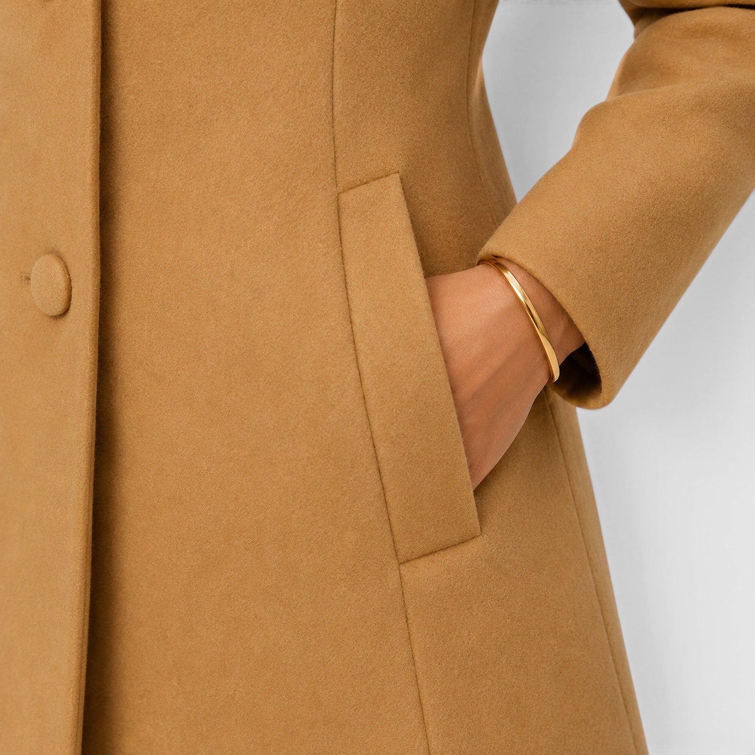 Monvaline | Women's Elegant Button Front Slim Fit Wool Coat
