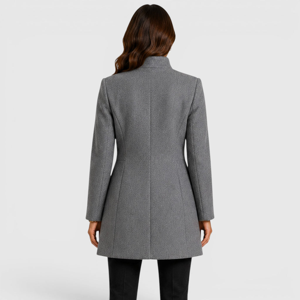 Monvaline | Women's Elegant Button Front Slim Fit Wool Coat