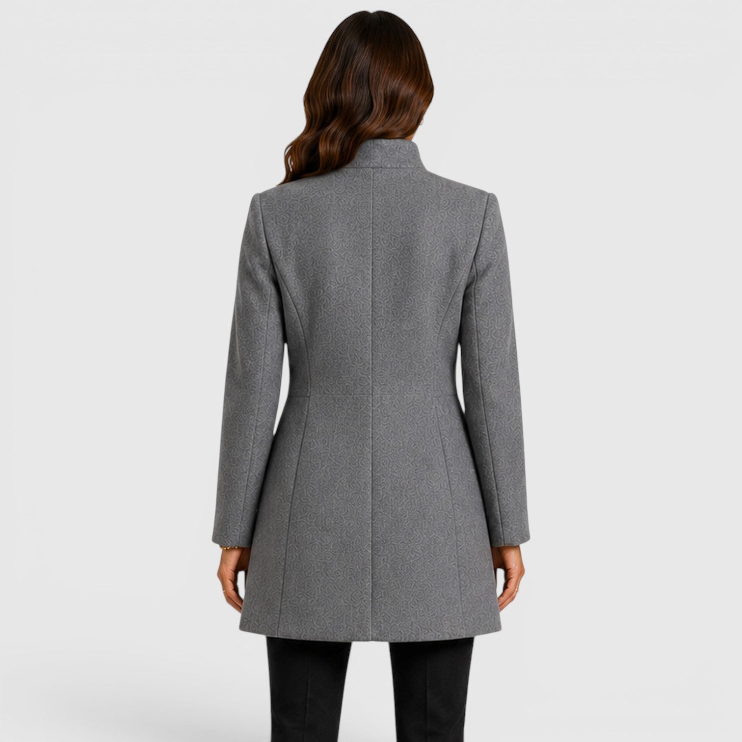 Monvaline | Women's Elegant Button Front Slim Fit Wool Coat