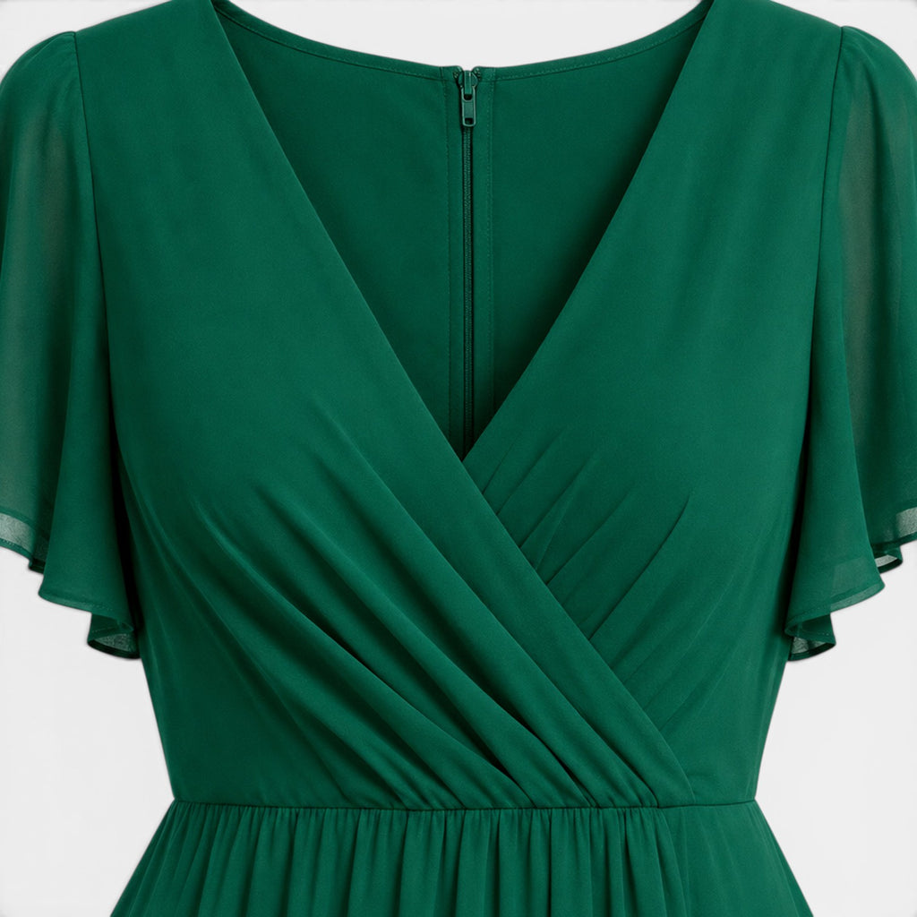 Monvaline | Women's Elegant Chiffon Midi Dress High Waist Casual Dress