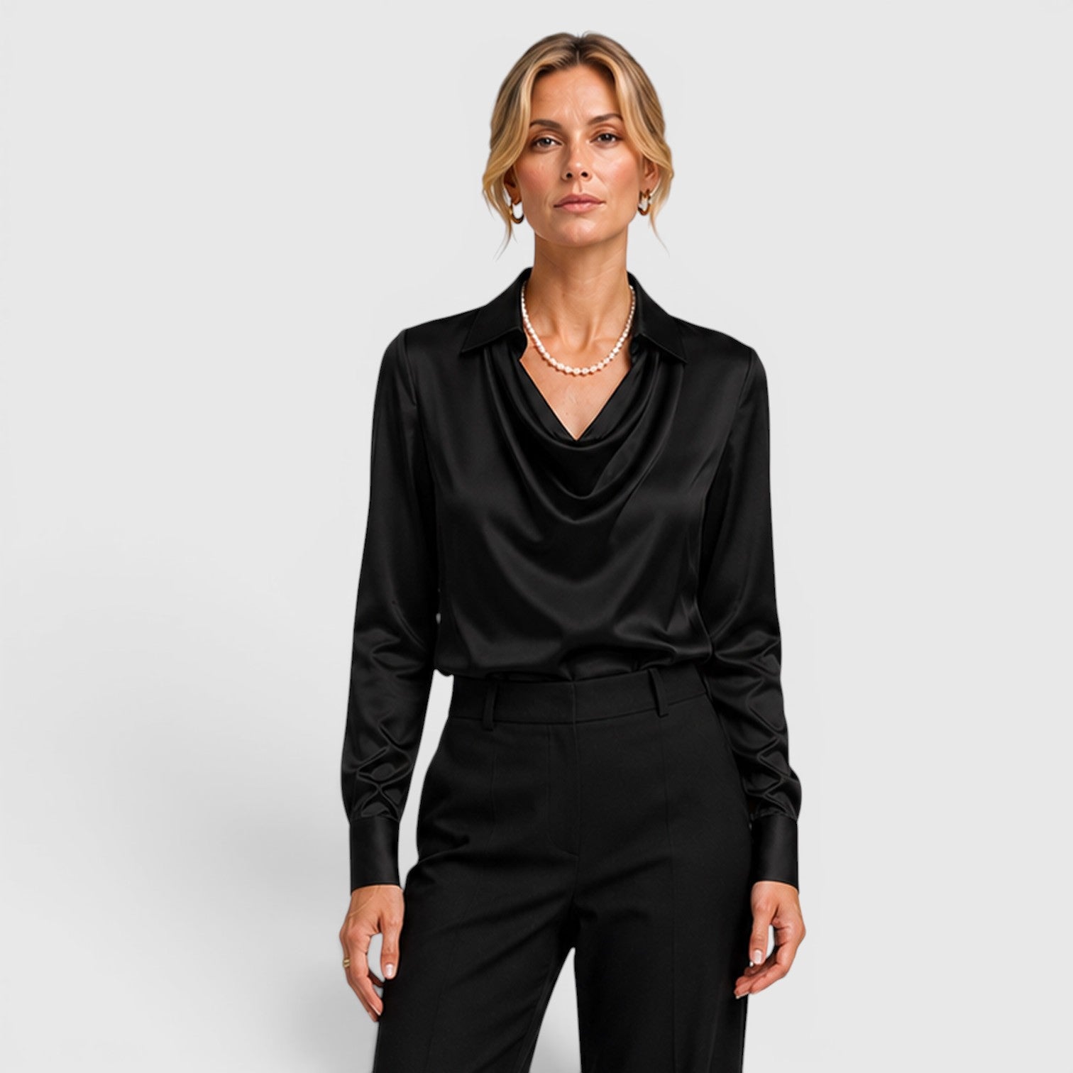 Monvaline | Women's Satin Blouse Elegant Lightweight Everyday Style