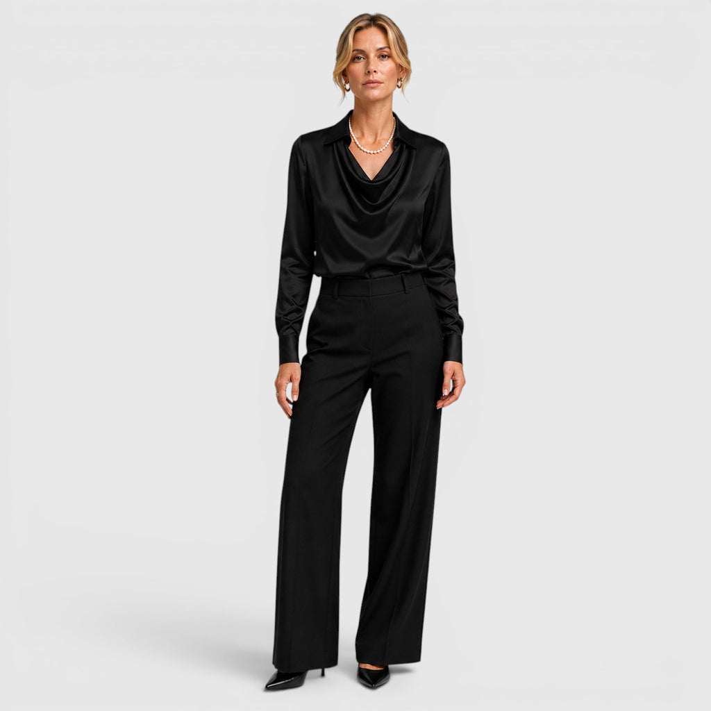 Monvaline | Women's Satin Blouse Elegant Lightweight Everyday Style