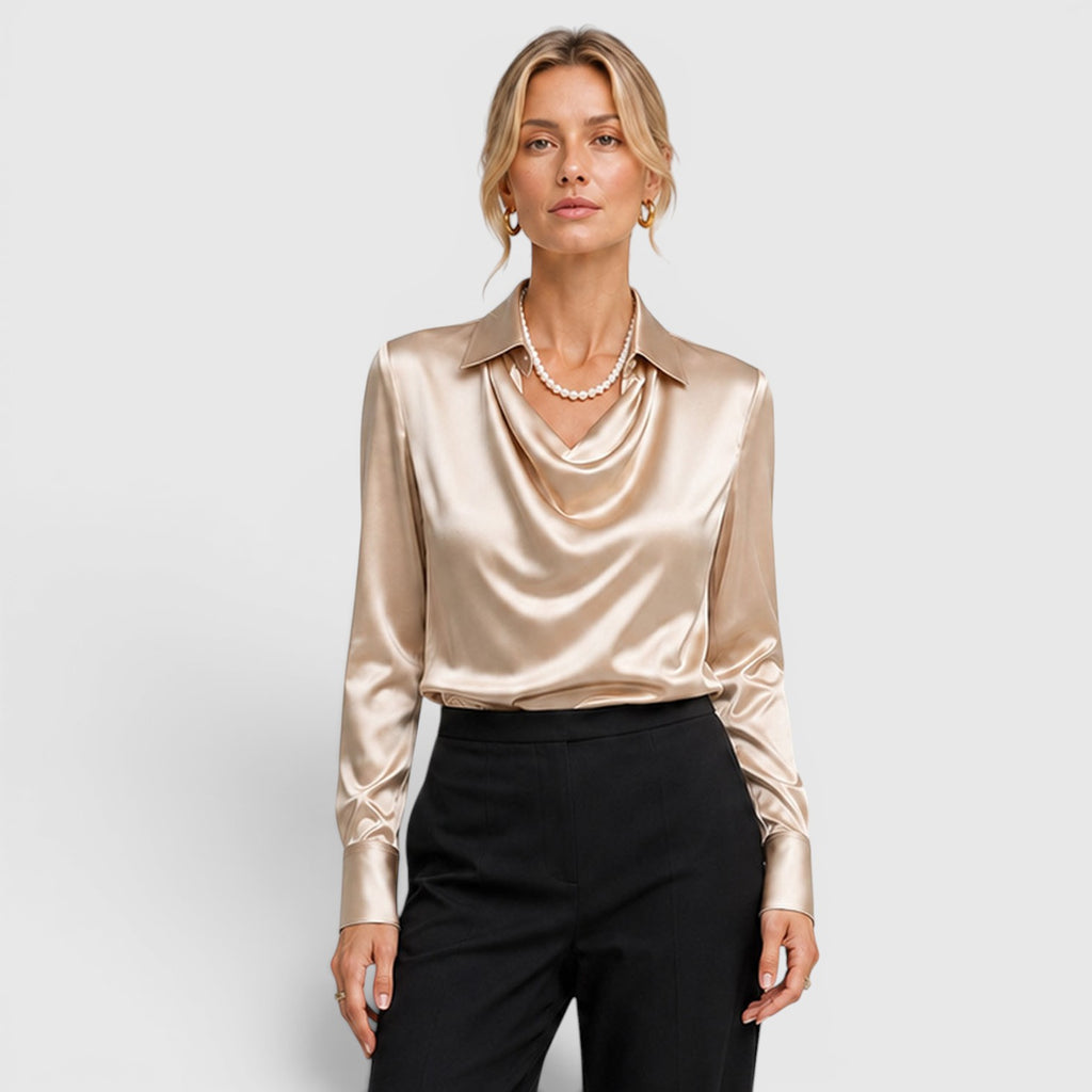 Monvaline | Women's Satin Blouse Elegant Lightweight Everyday Style