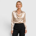 Monvaline | Women's Satin Blouse Elegant Lightweight Everyday Style