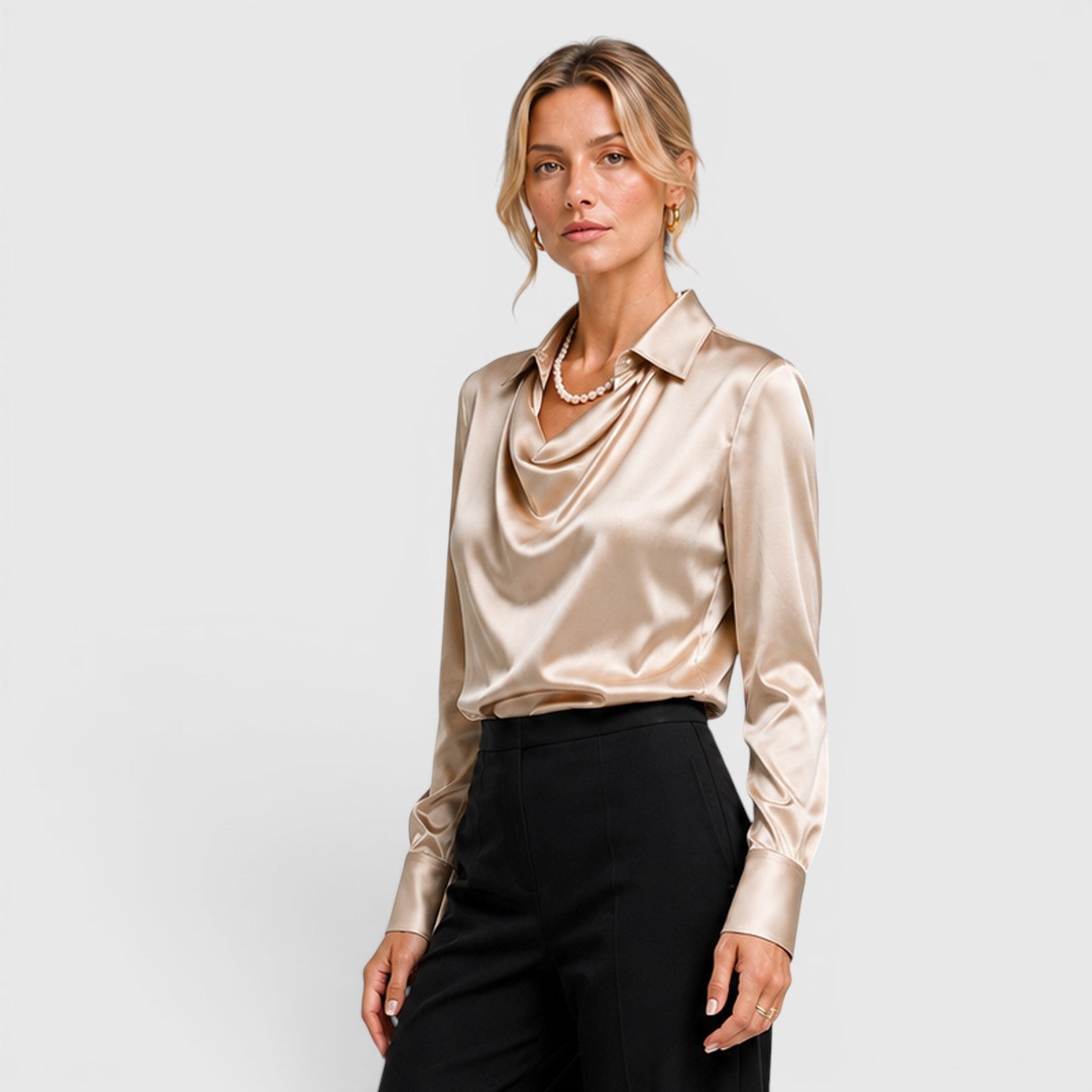 Monvaline | Women's Satin Blouse Elegant Lightweight Everyday Style