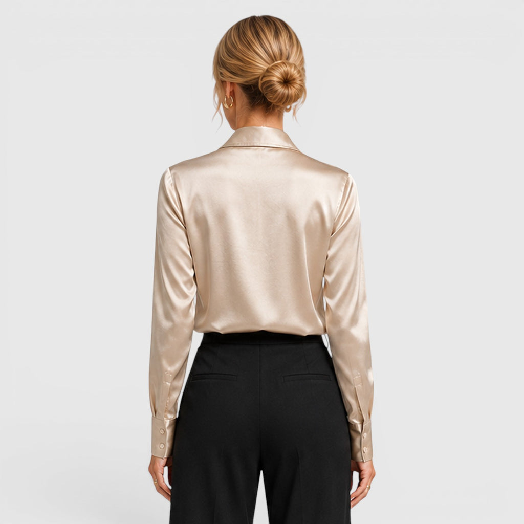 Monvaline | Women's Satin Blouse Elegant Lightweight Everyday Style