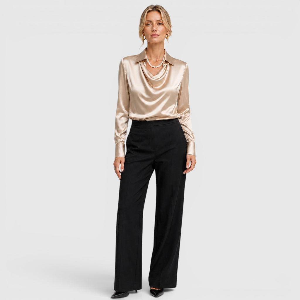 Monvaline | Women's Satin Blouse Elegant Lightweight Everyday Style