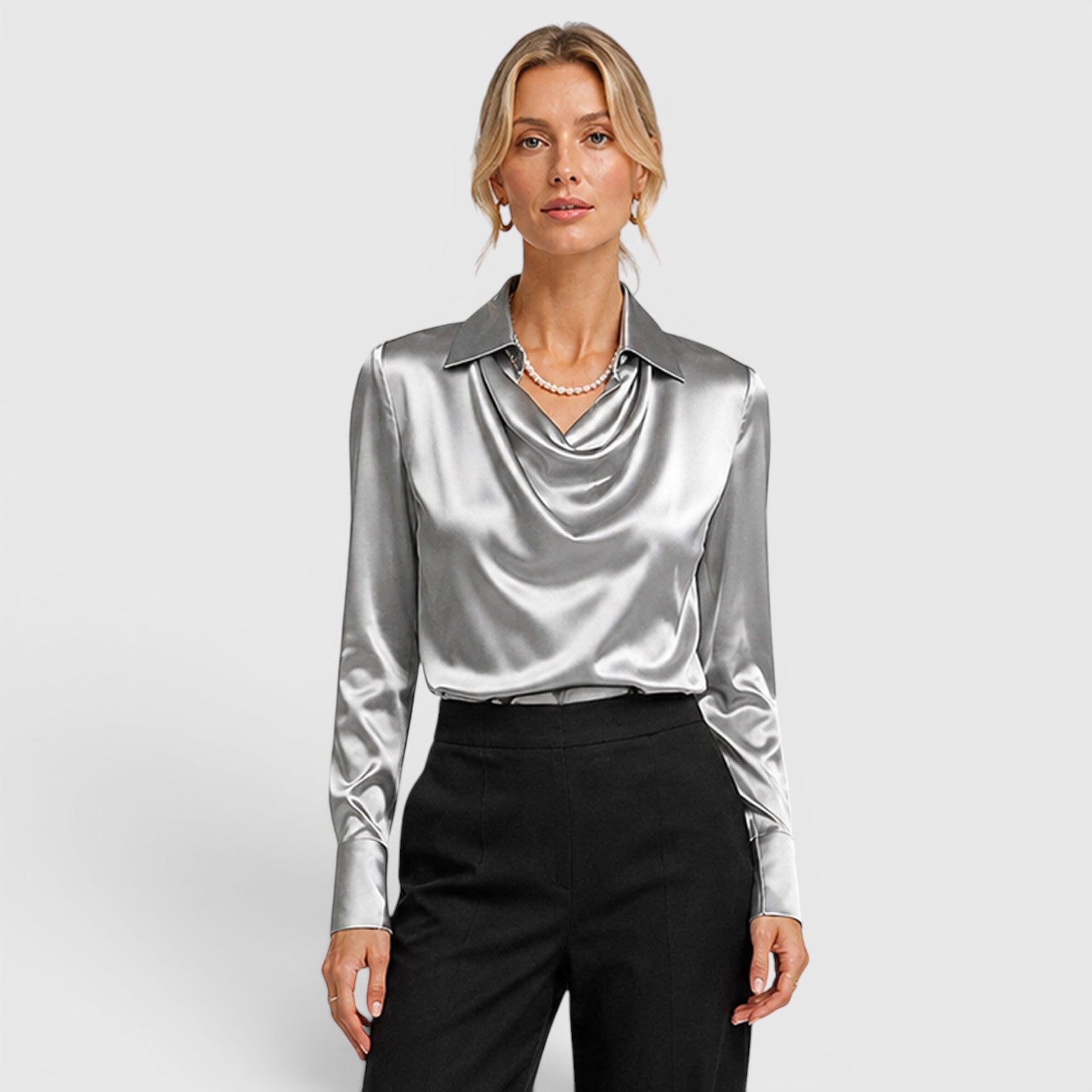 Monvaline | Women's Satin Blouse Elegant Lightweight Everyday Style