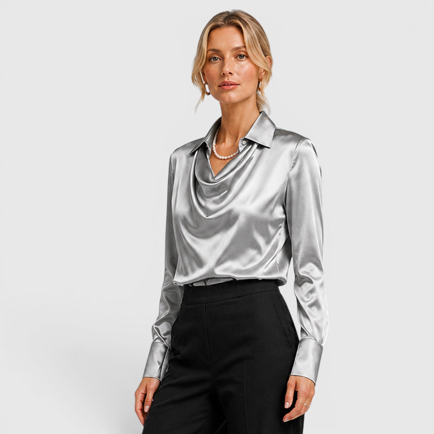 Monvaline | Women's Satin Blouse Elegant Lightweight Everyday Style