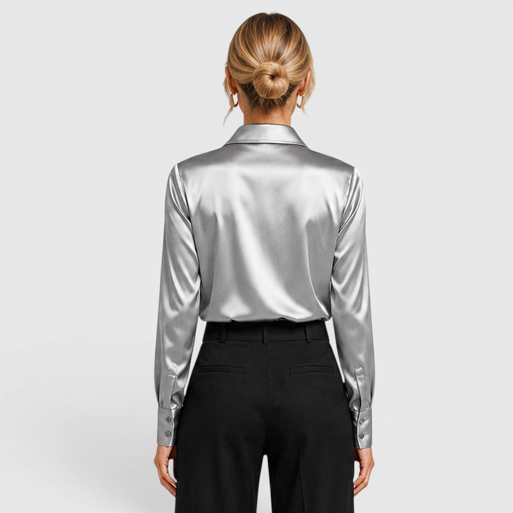 Monvaline | Women's Satin Blouse Elegant Lightweight Everyday Style