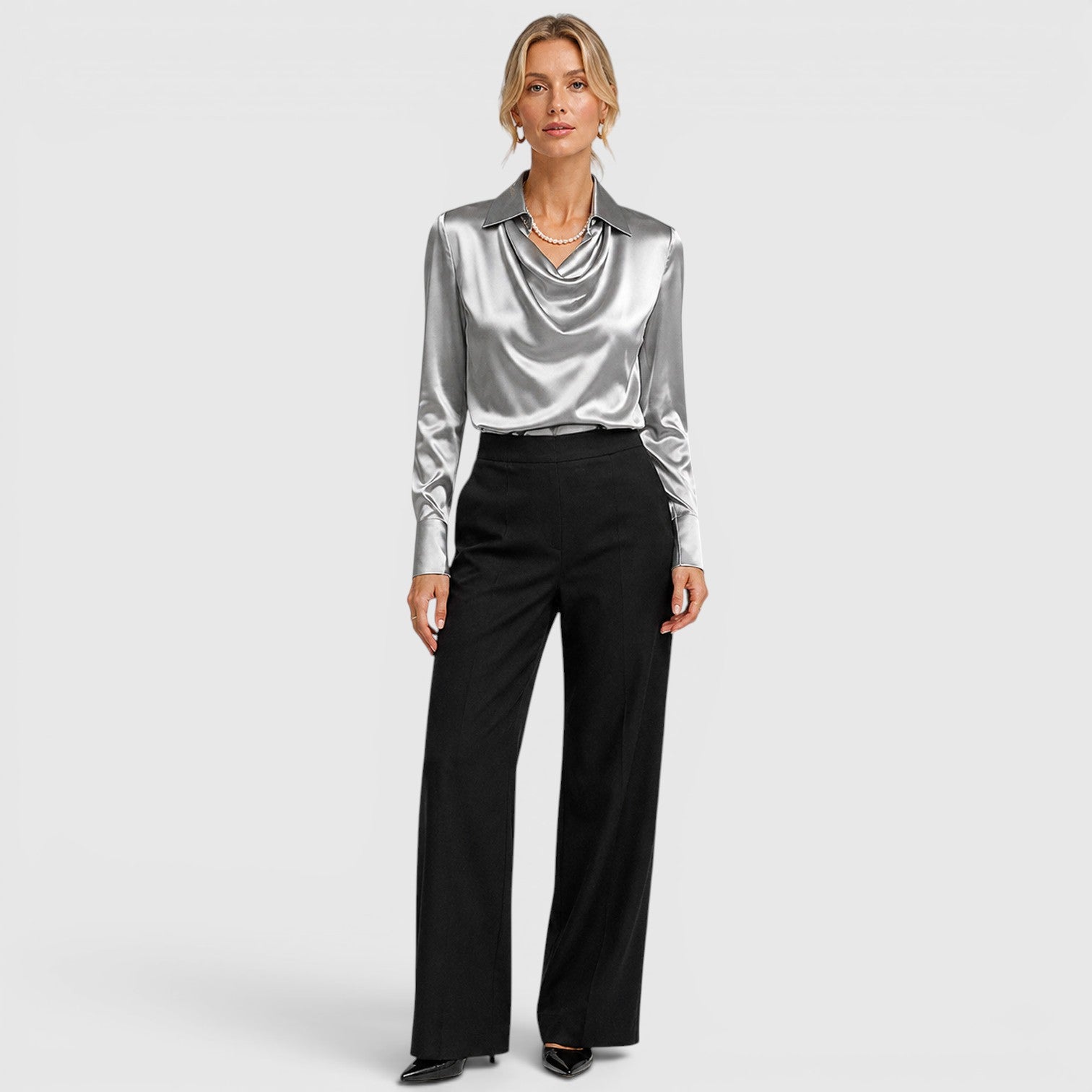 Monvaline | Women's Satin Blouse Elegant Lightweight Everyday Style