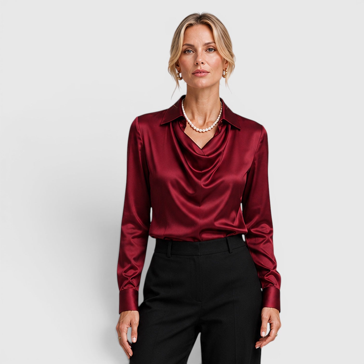 Monvaline | Women's Satin Blouse Elegant Lightweight Everyday Style